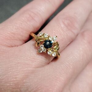 **Last Chance!! Final Sale** Gold tone blue rhinestone ring size 6.5